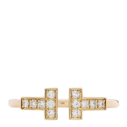 Tiffany 18K Yellow Gold Diamond T Wire Ring 53 6.5 1 of 5