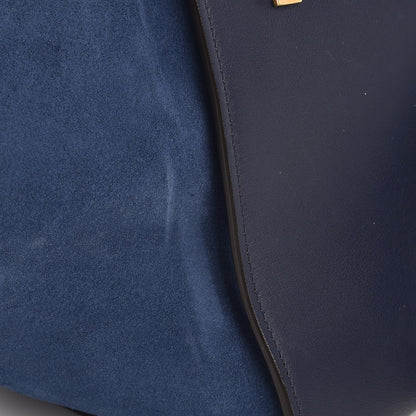 Celine Drummed Calfskin Suede Medium Trapeze Ocean Blue 10 of 11