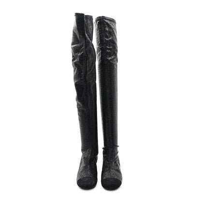 Chanel Glitter High Boots 37 Black 2 of 6
