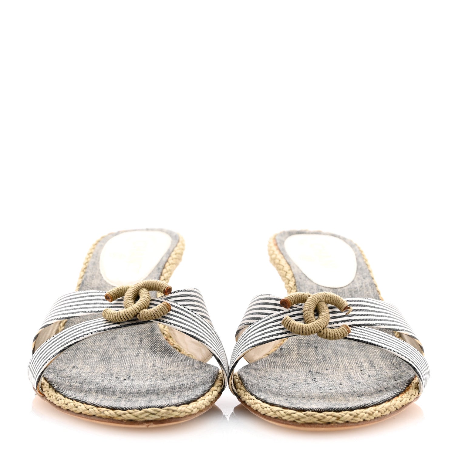 Chanel Fabric CC Espadrille Sandals 40 Beige 3 of 13