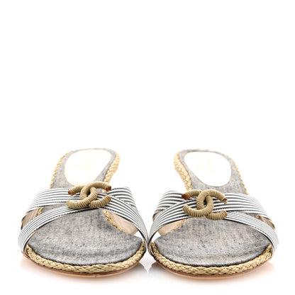 Chanel Fabric CC Espadrille Sandals 40 Beige 3 of 13