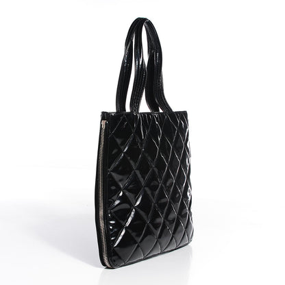 Chanel Vinyl Quilted CC Small Expandable Tote Black 3 of 7