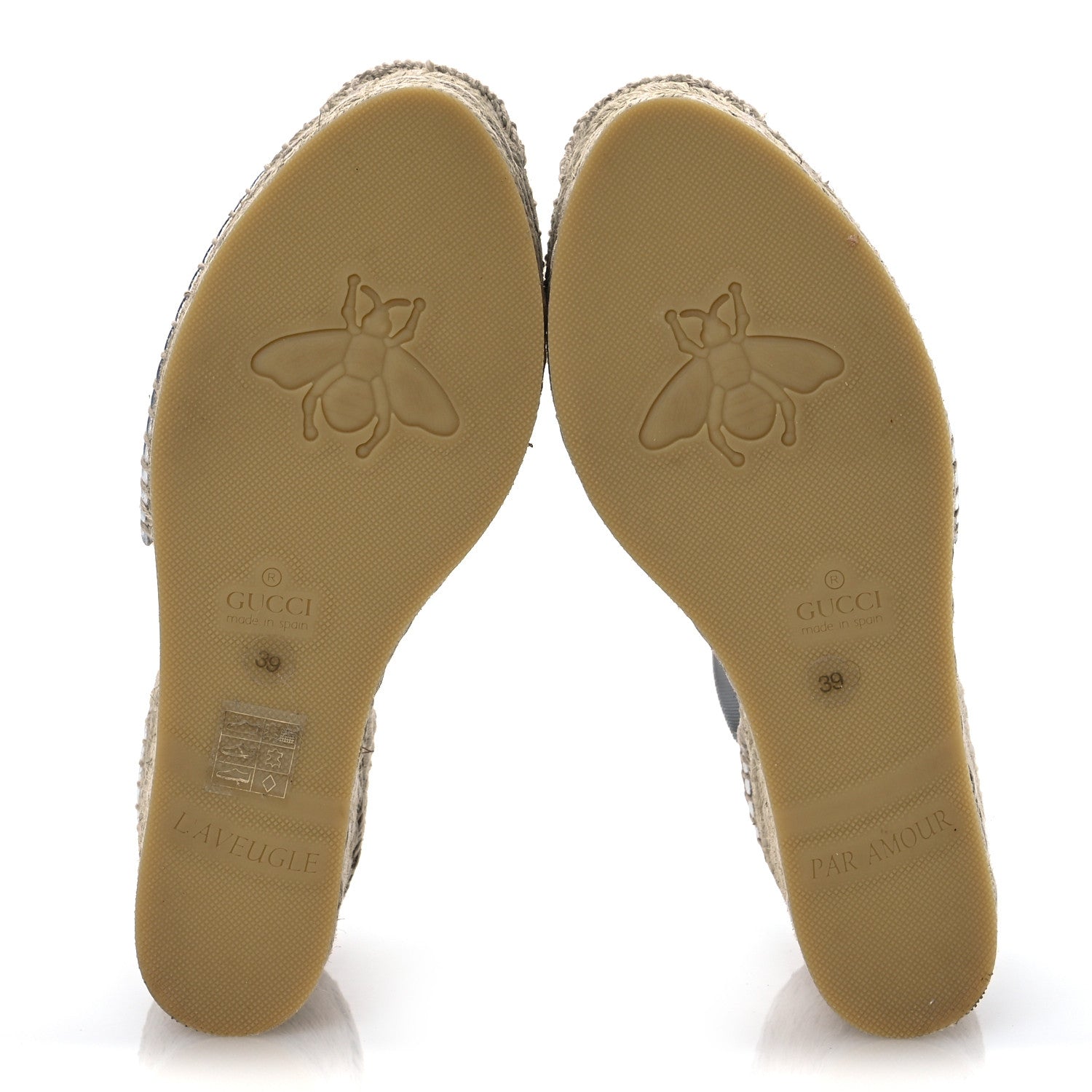 Gucci Lame GG Monogram Ankle Wrap Platform Espadrille Wedges 39 Silver Beige Light Grey 7 of 12