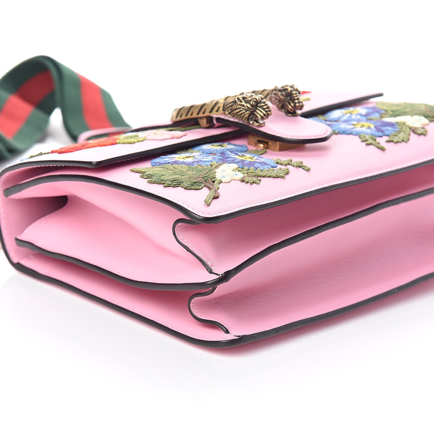 Calfskin Bamboo Web Embroidered Medium Dionysus Top Handle Bag Pink