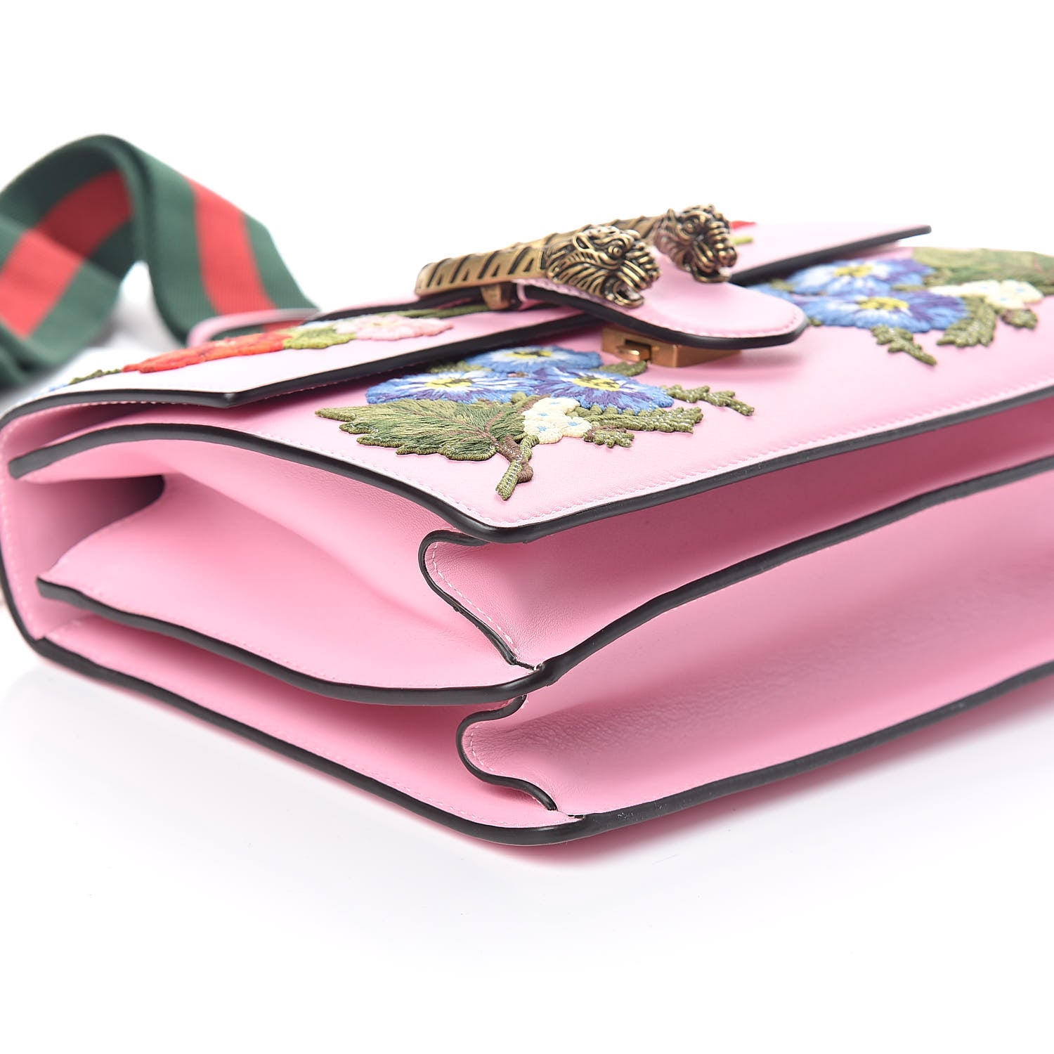 Gucci Calfskin Bamboo Web Embroidered Medium Dionysus Top Handle Bag Pink 8 of 9