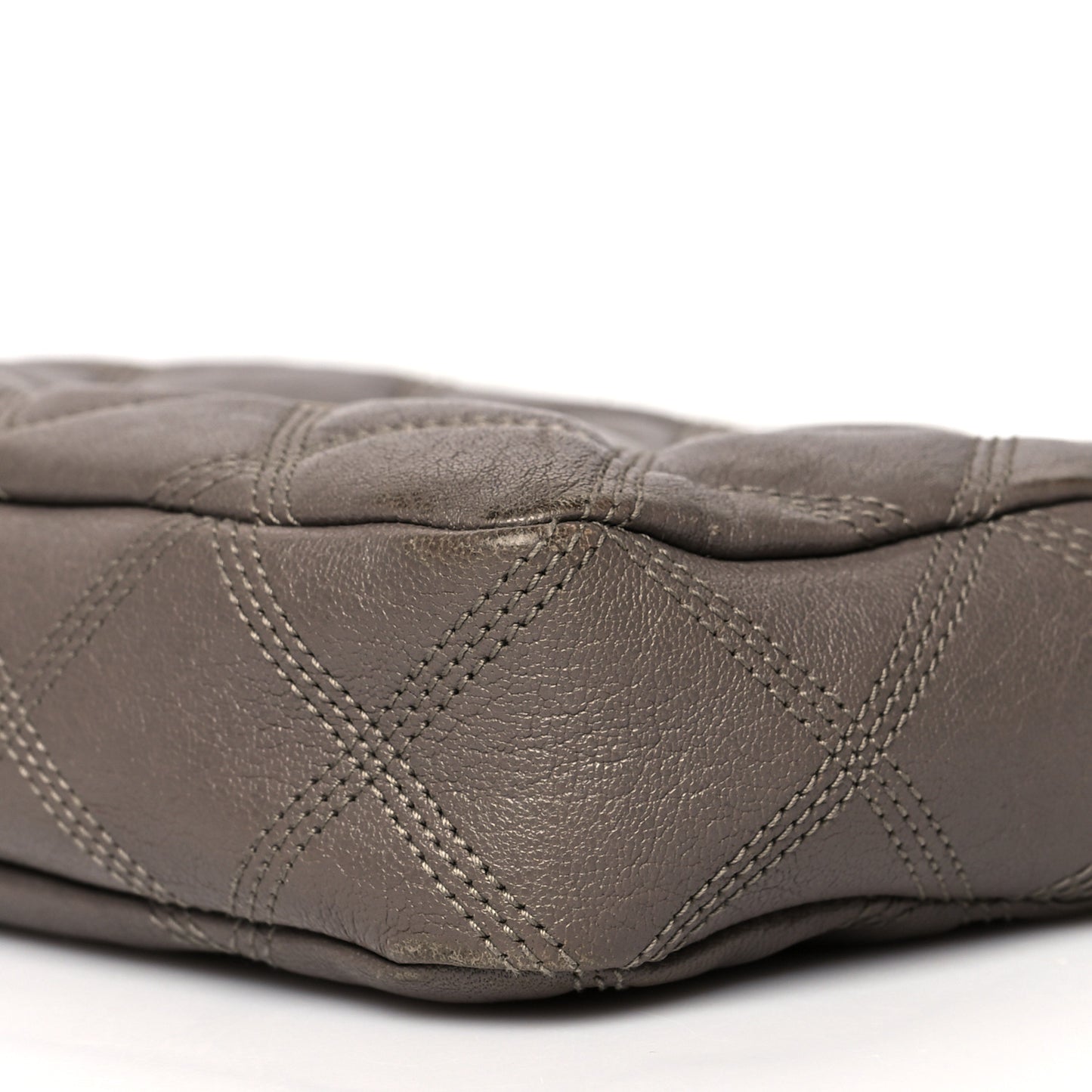 Grained Lambskin Quilted Mini Becky Double Zip Bag Taupe