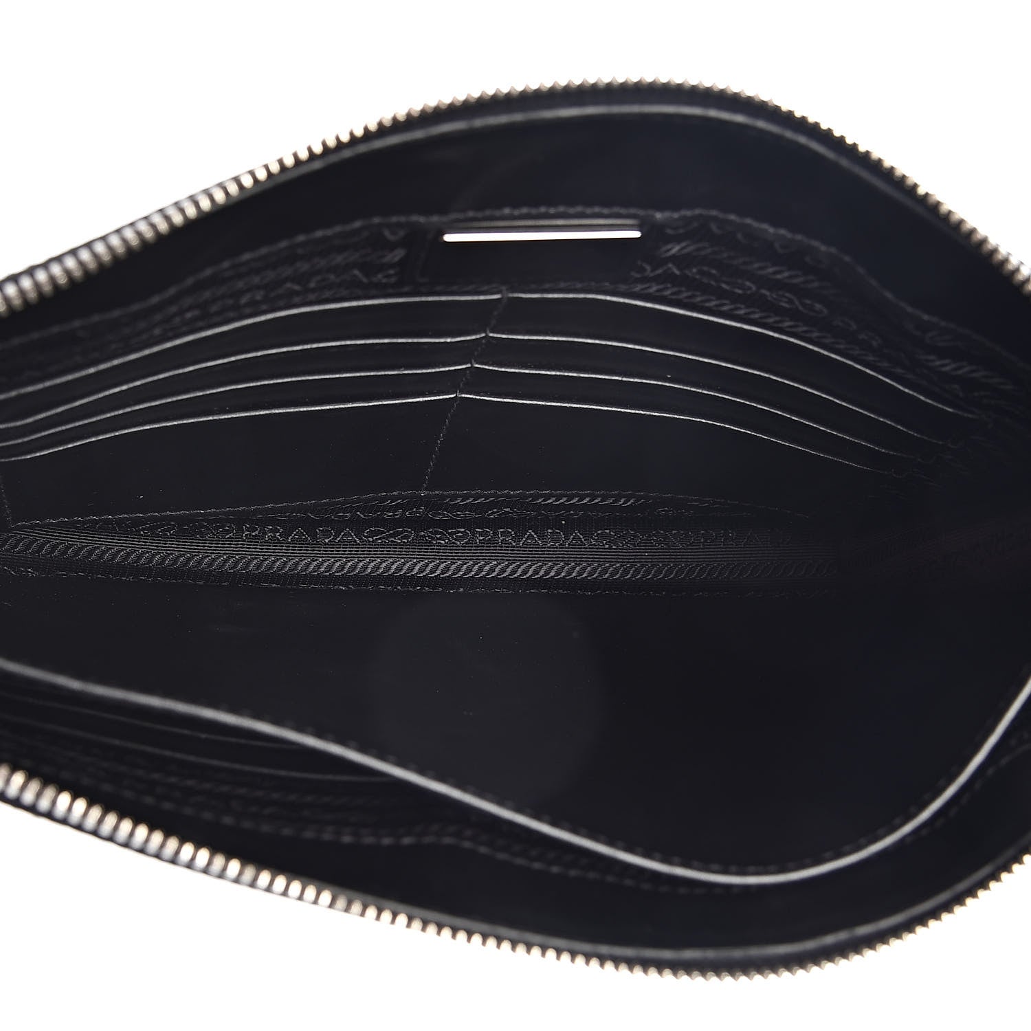 Prada Saffiano Cuir Clutch Wristlet Bag Black 5 of 12