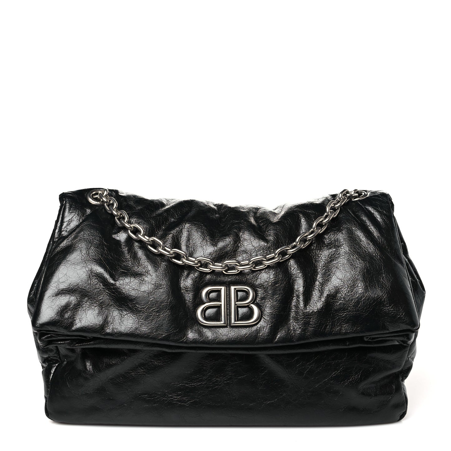 Arena Calfskin Medium Monaco Chain Shoulder Bag Black