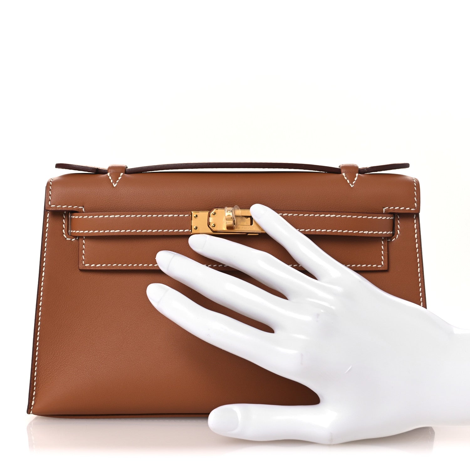 Hermes Swift Kelly Pochette Clutch Gold 2 of 12