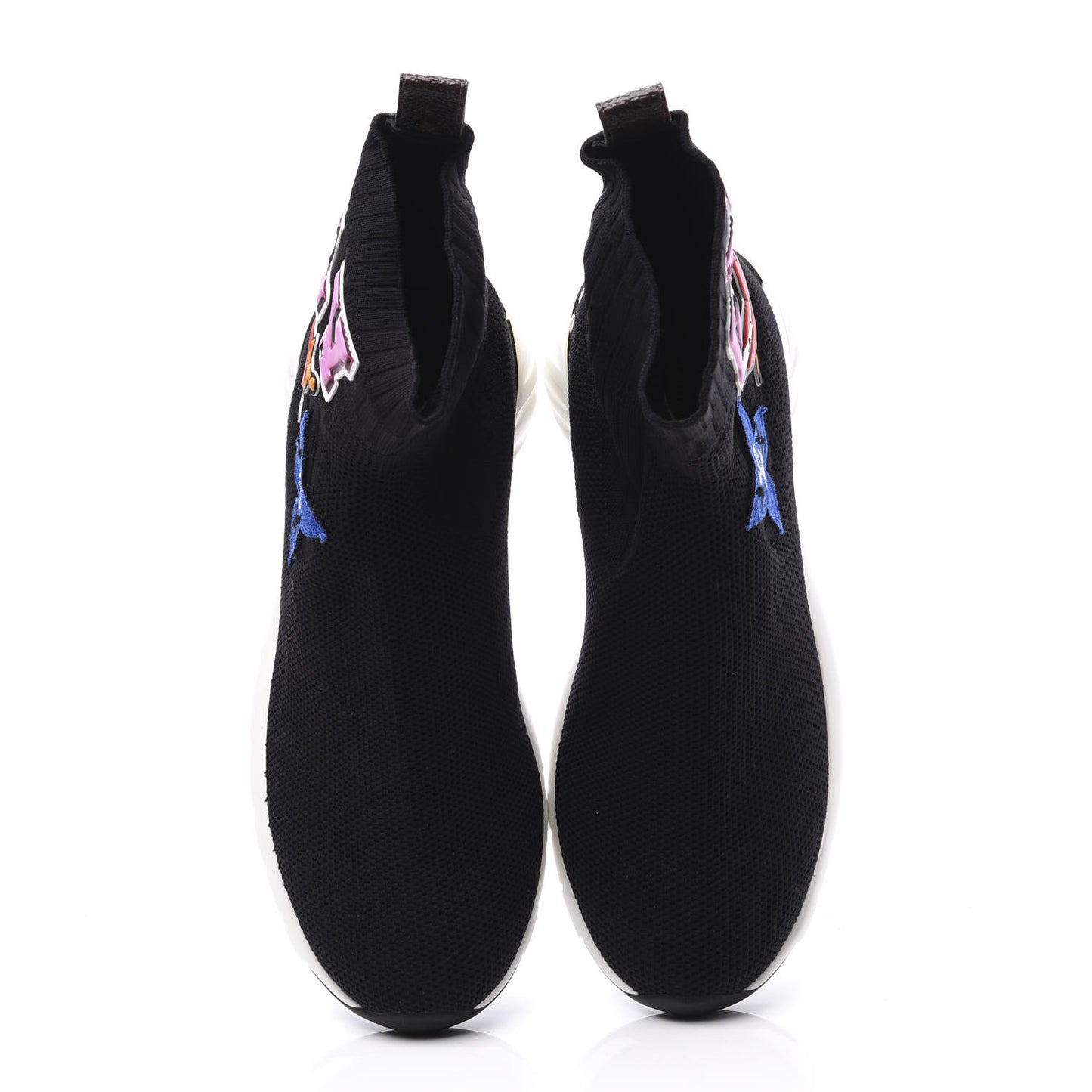 Stretch Fabric LV Black Heart Sock Sneaker 37 Black