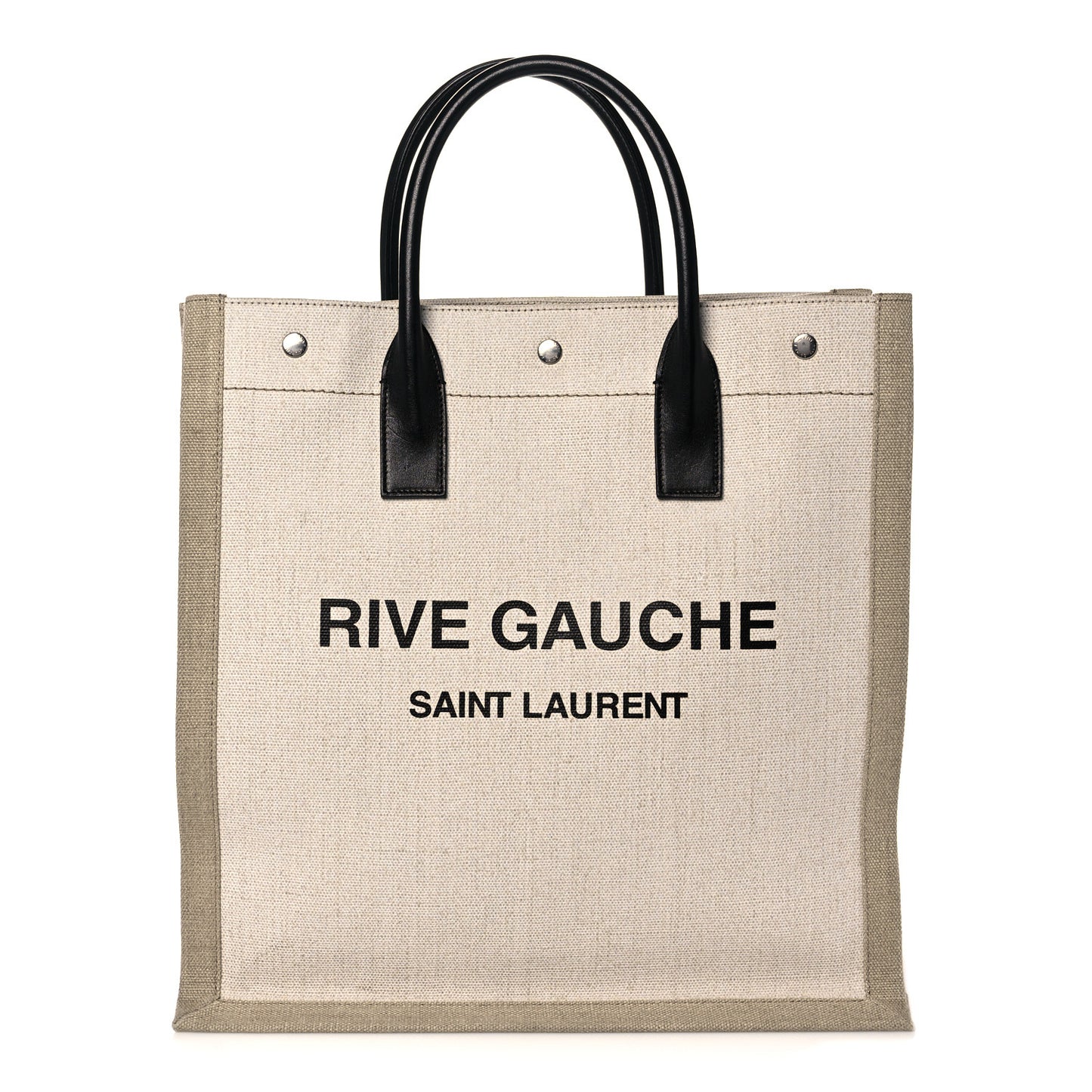 Linen Calfskin Rive Gauche North South Tote Optic White