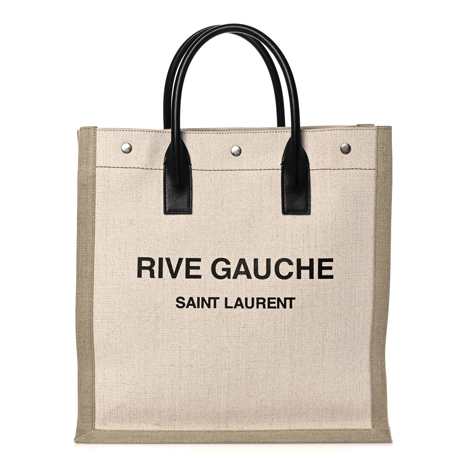 Saint Laurent Linen Calfskin Rive Gauche North South Tote Optic White 1 of 10