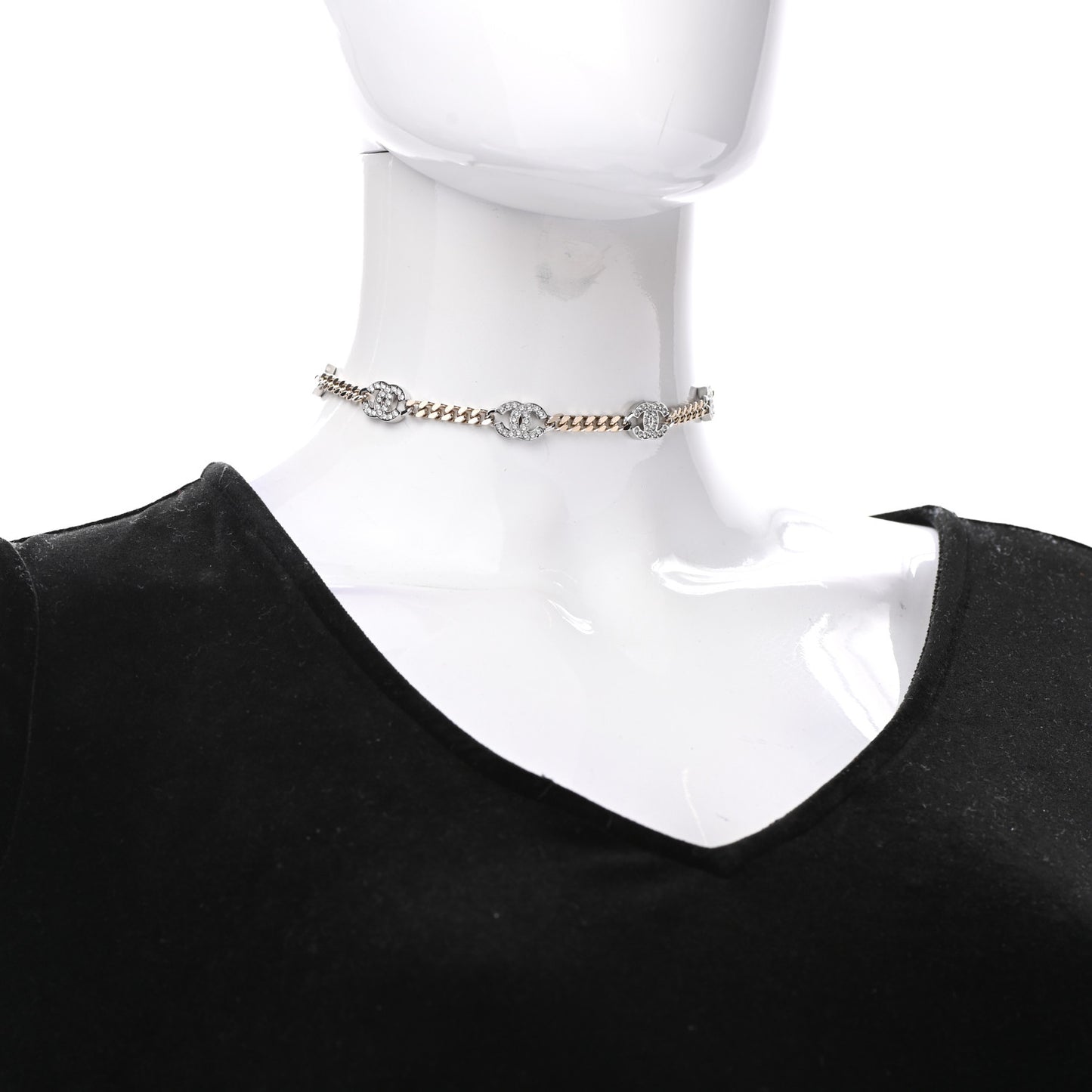 Crystal Chain CC Choker Gold Silver