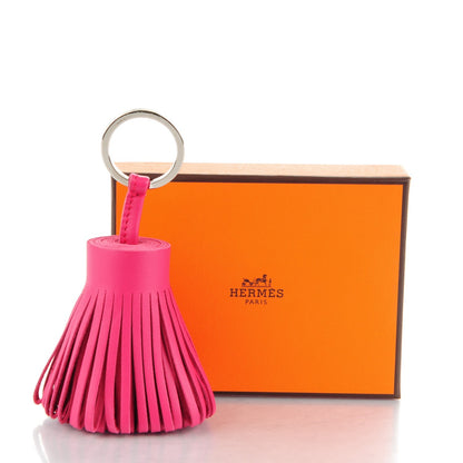 Hermes Lambskin Carmen Tassel Key Holder Rose Shocking 4 of 4