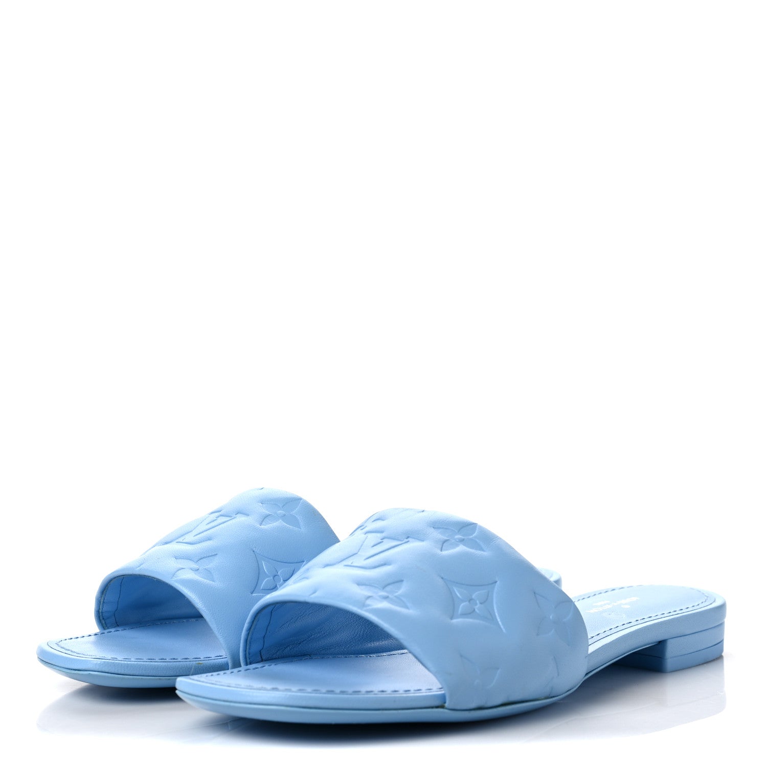 Louis Vuitton Lambskin Embossed Monogram Revival Flat Mules 36 Light Blue 3 of 8
