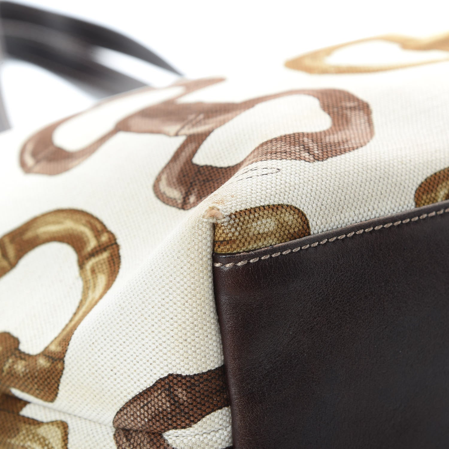 Gucci Canvas Bamboo Horsebit Print Tote White 12 of 17