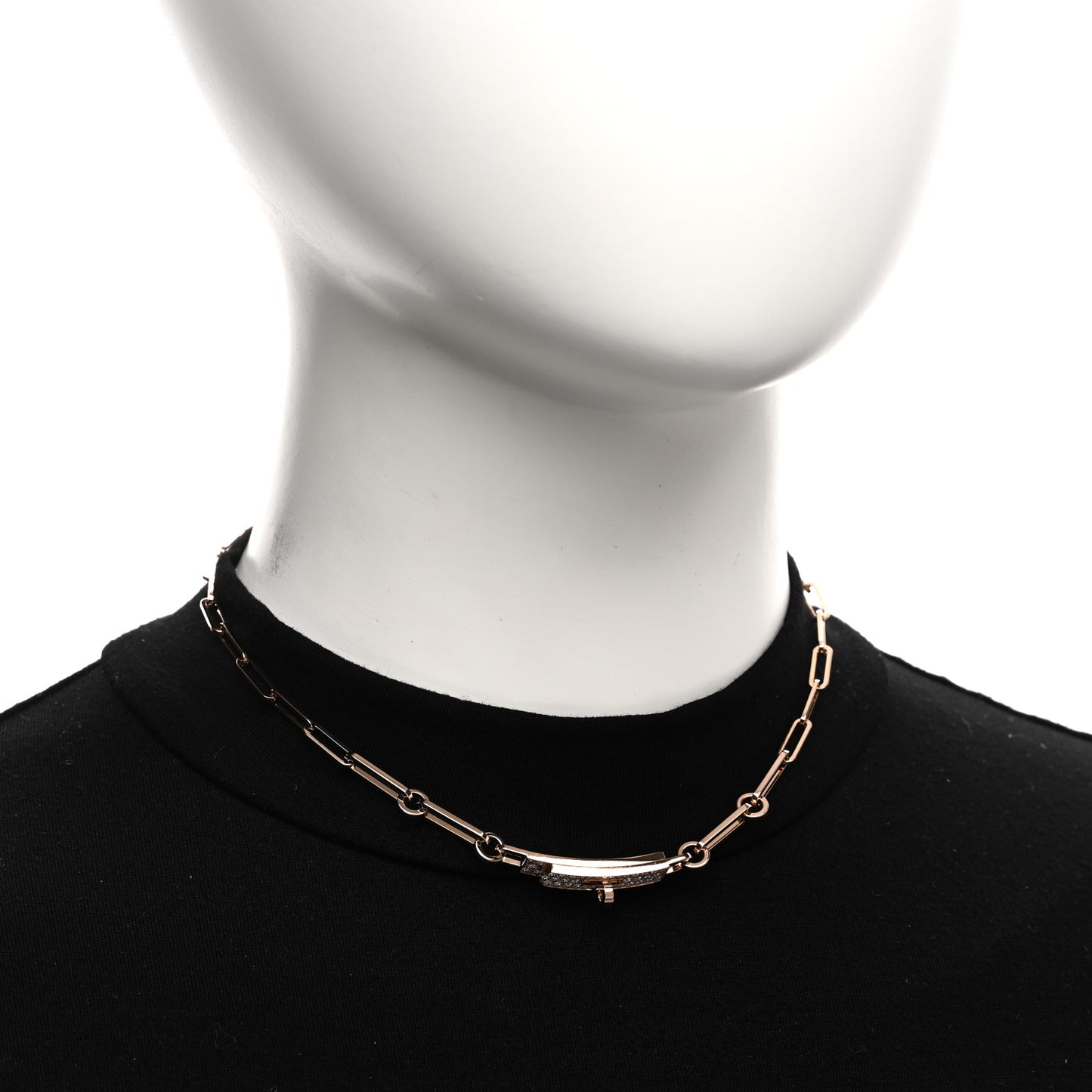 18K Rose Gold Diamond Pave Kelly Chaine Choker Necklace
