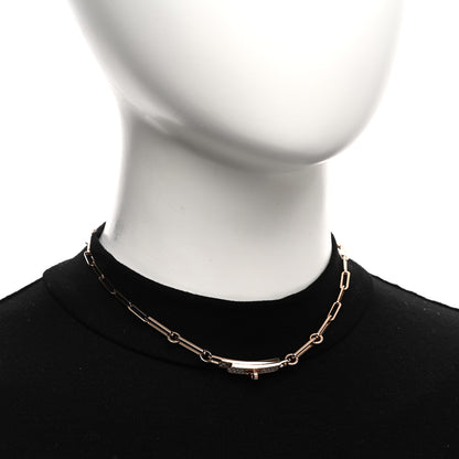 Hermes 18K Rose Gold Diamond Pave Kelly Chaine Choker Necklace 2 of 6