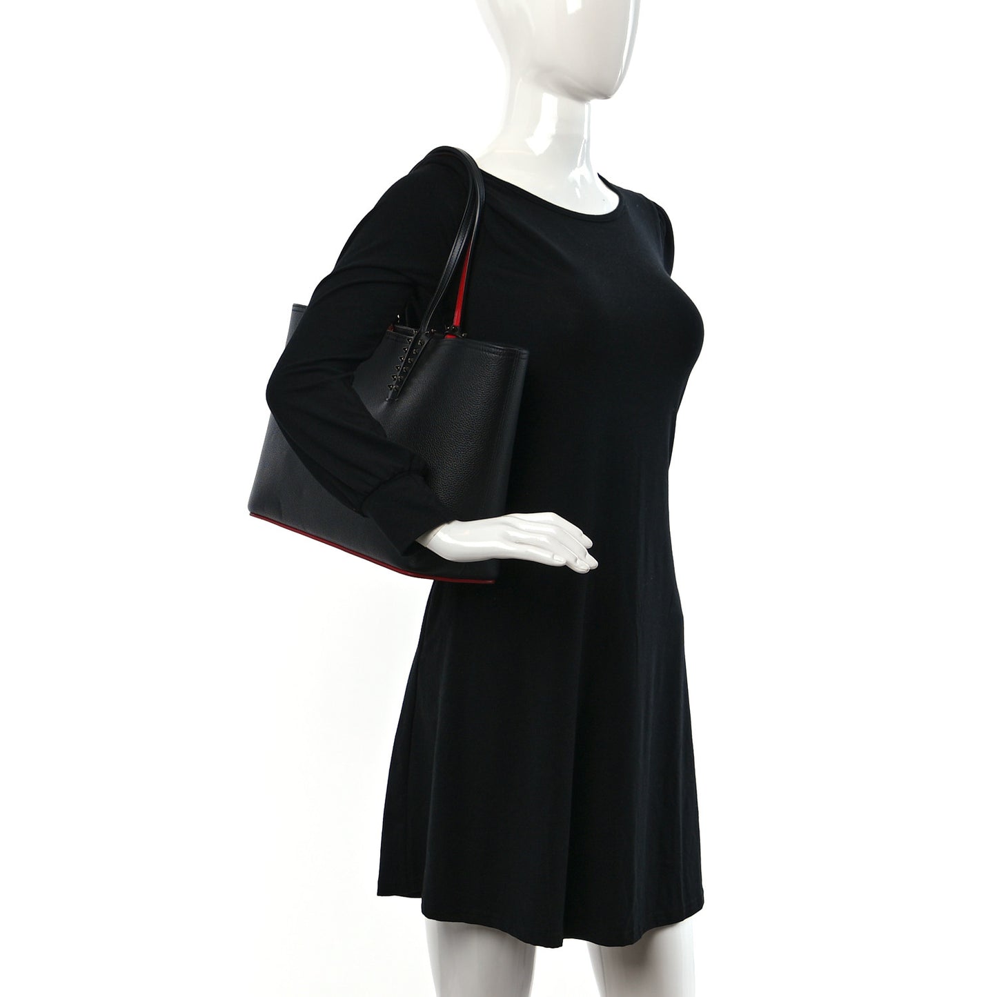 Calfskin Empire Spikes Small East West Cabata Tote Black