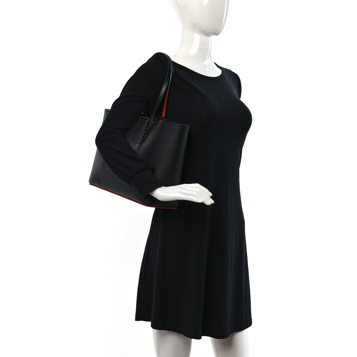 Christian Louboutin Calfskin Empire Spikes Small East West Cabata Tote Black 2 of 10