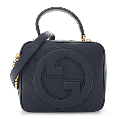 Gucci Sakai Be Green Calfskin Diagonal Stitched Blondie Top Handle Bag Blue Agata 1 of 10