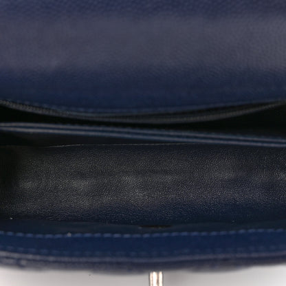 Chanel Caviar Lizard Embossed Quilted Mini Coco Handle Flap Dark Blue 5 of 10