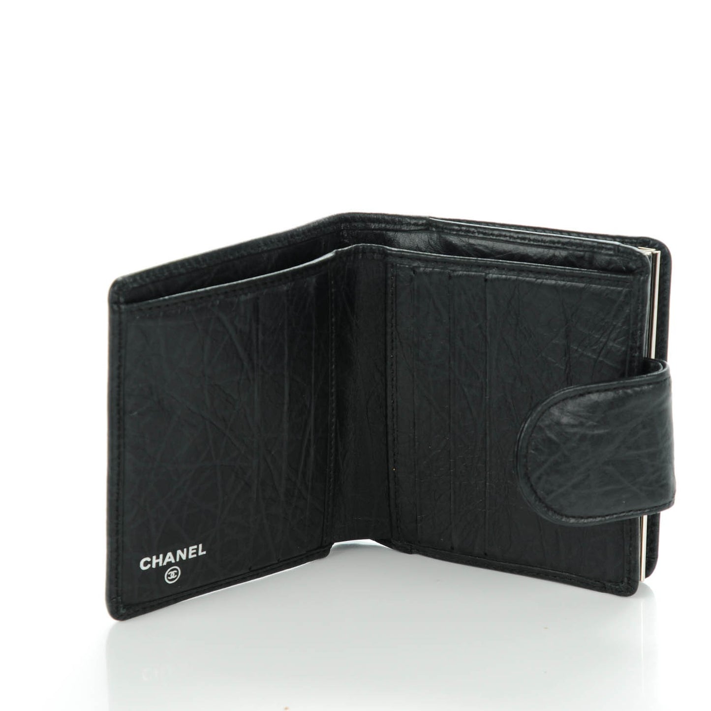 Calfskin Quilted Cambon Bi-Fold Wallet Black