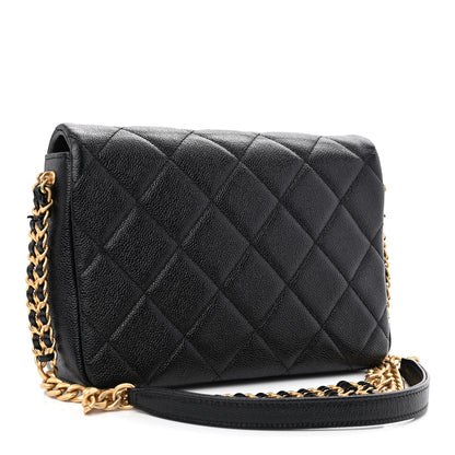 Chanel Shiny Caviar Quilted Small Chain Melody Flap Black 3 of 13
