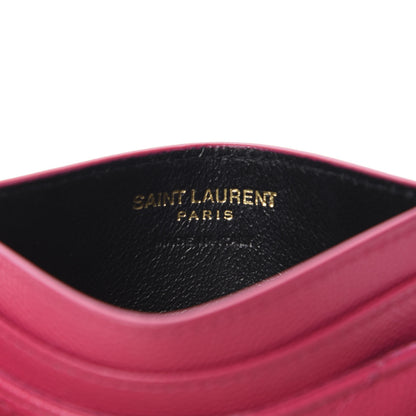 Saint Laurent Grain De Poudre Matelasse Chevron Monogram Credit Card Case Fresh Fuxia 8 of 9
