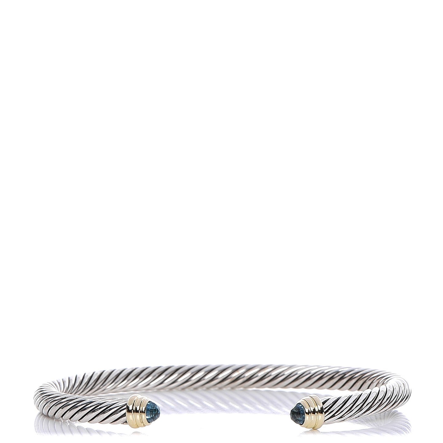 Sterling Silver 14K Yellow Gold Blue Topaz 5mm Cable Classics Petite Color Bracelet