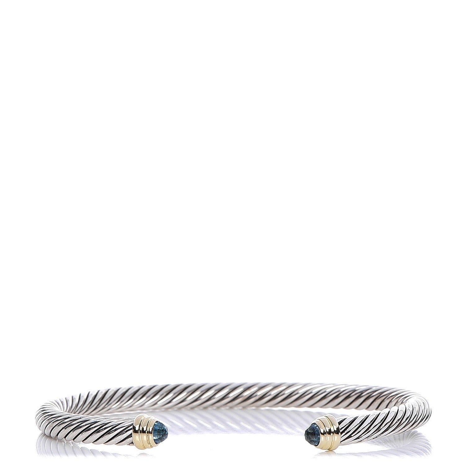 David Yurman Sterling Silver 14K Yellow Gold Blue Topaz 5mm Cable Classics Petite Color Bracelet 1 of 7