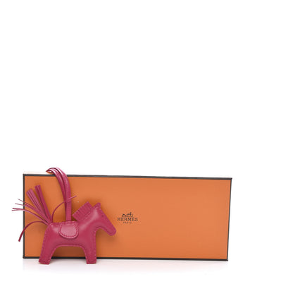 Hermes Milo Lambskin Grigri Rodeo Horse Bag Charm PM Rose Mexico 6 of 6