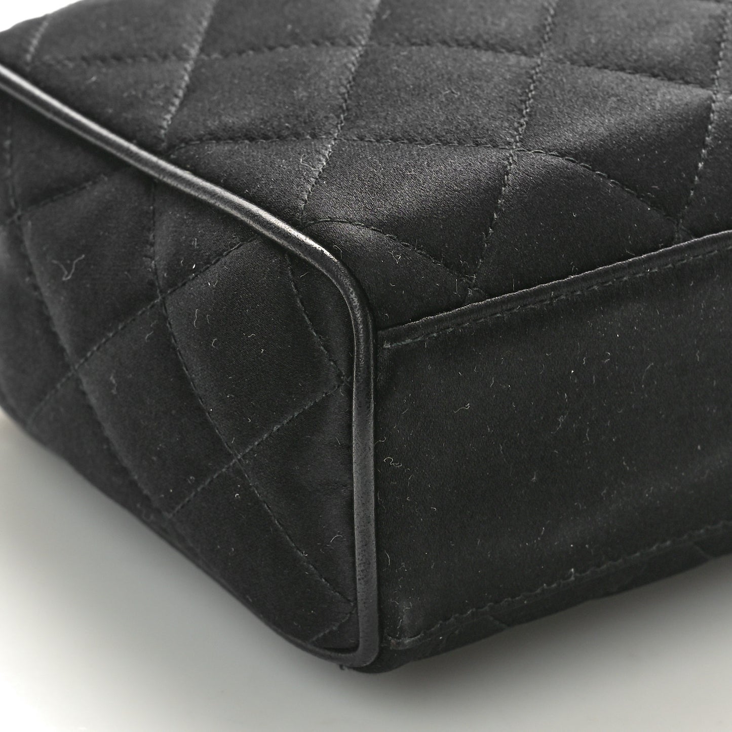 Satin Quilted Tassel Camera Case Black
