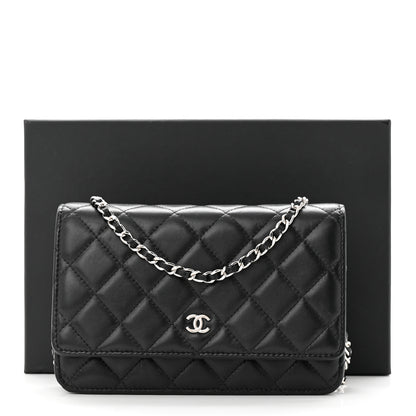Chanel Lambskin Quilted Wallet On Chain WOC Black 12 of 12