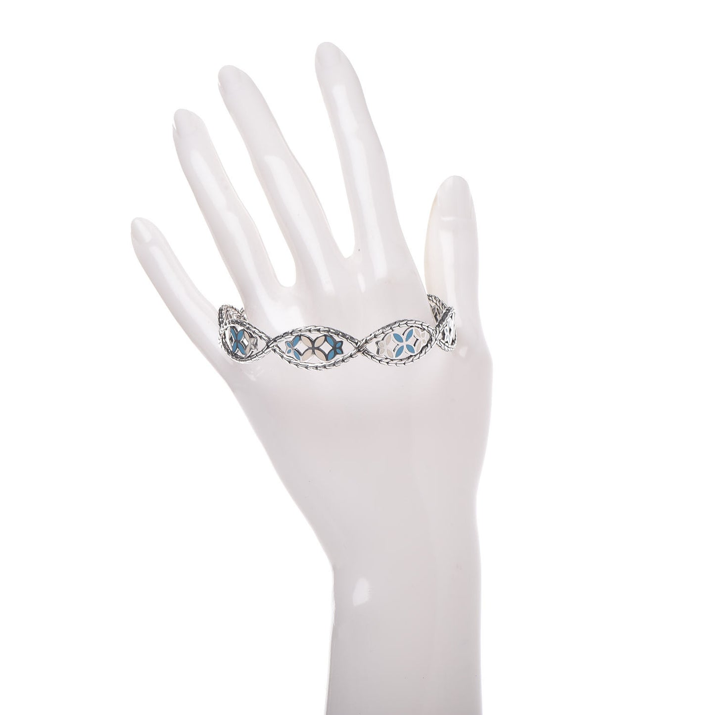 Sterling Silver Enamel Kawung Bangle Bracelet