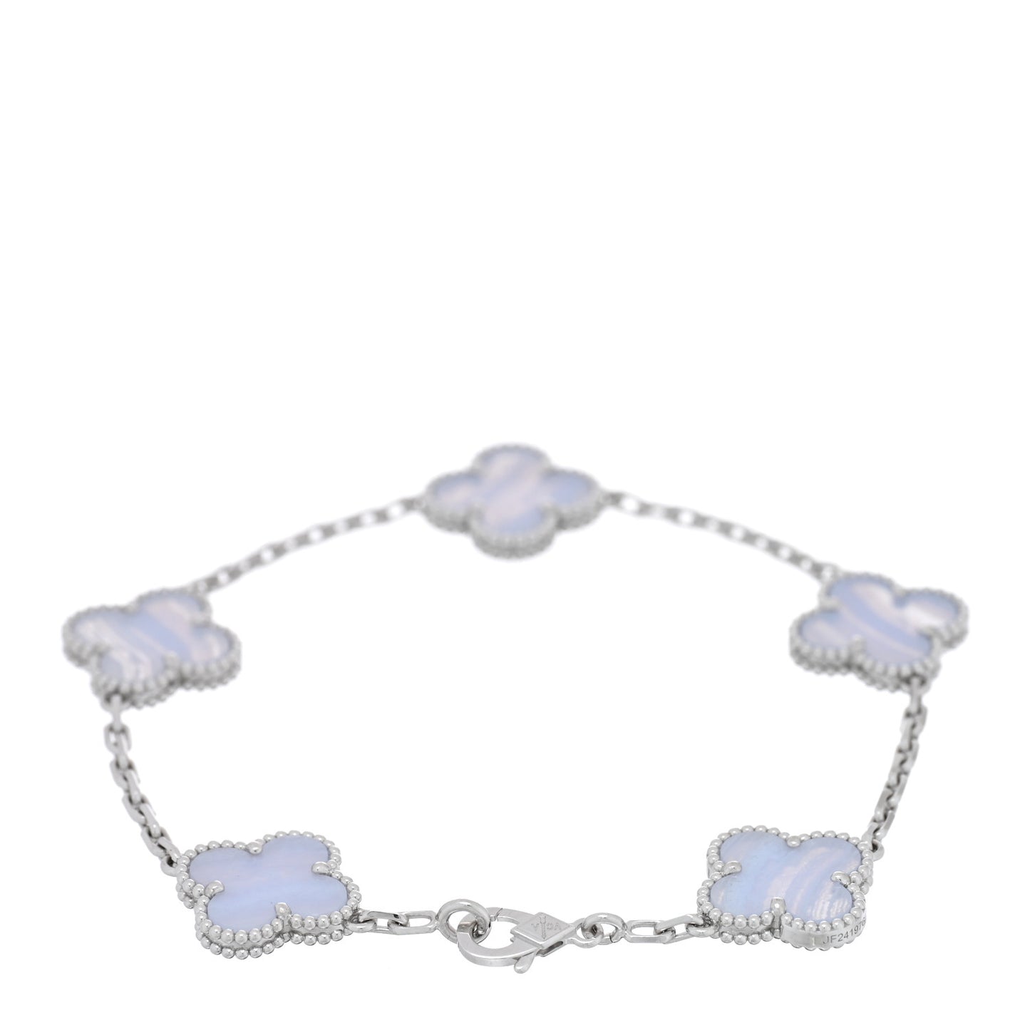 18K White Gold Chalcedony 5 Motifs Vintage Alhambra Bracelet