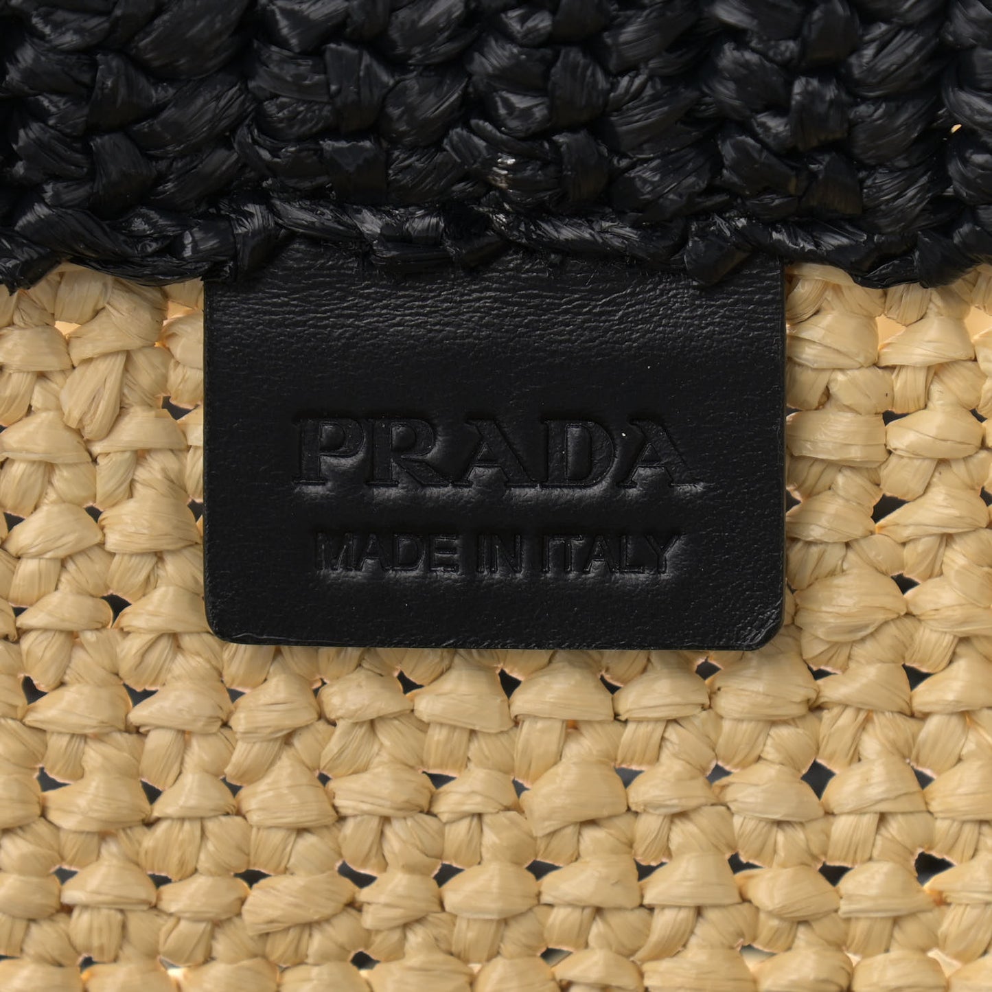 Raffia Logo Tote Naurale Black
