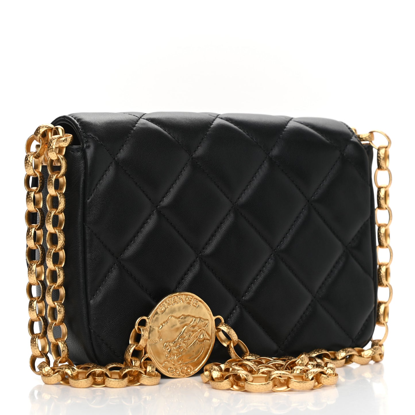 Lambskin Quilted Small CC Coin Flap Bag Black