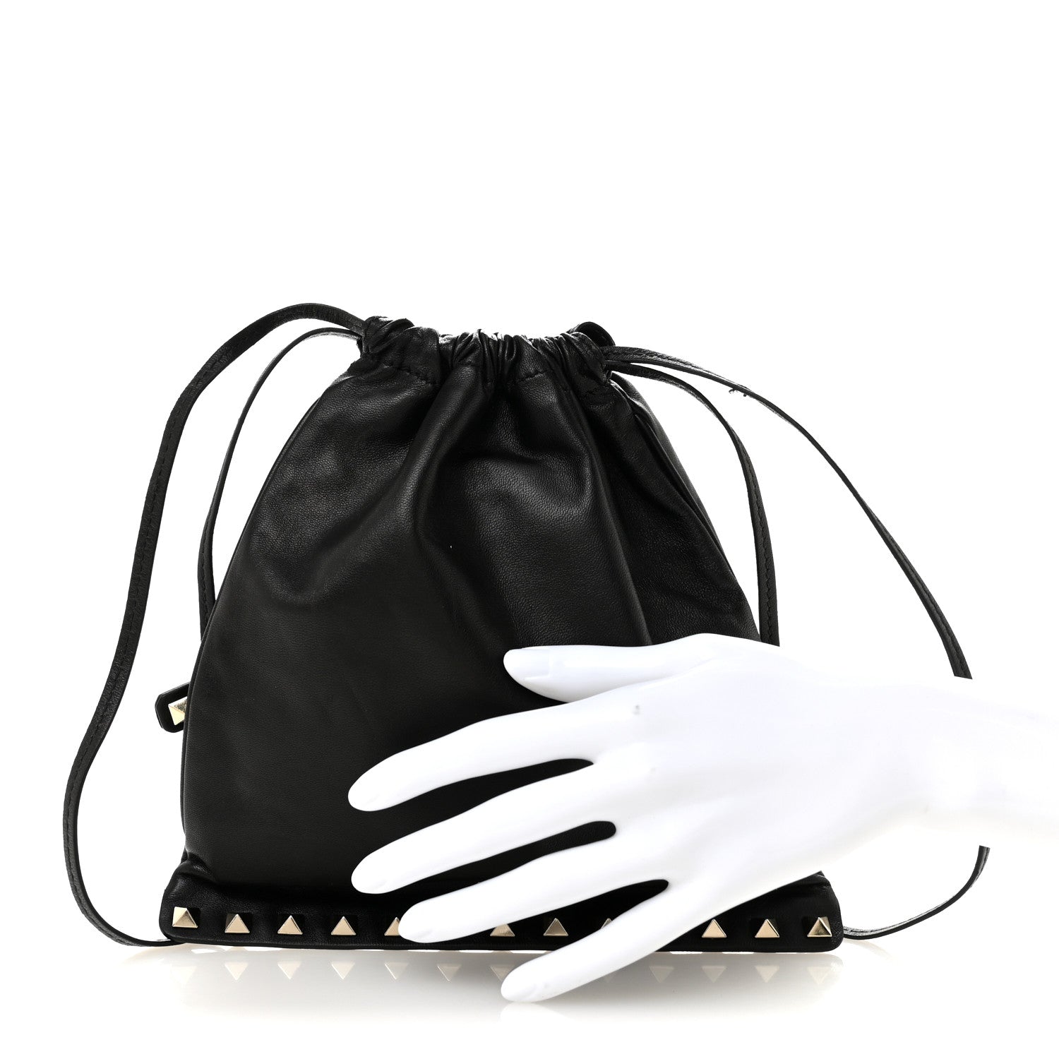 Valentino Garavani Calfskin Rockstud Drawstring Pouch Black 2 of 10