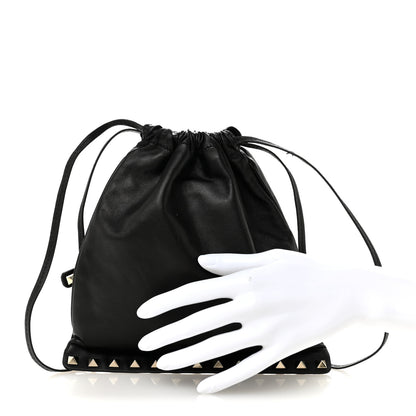 Valentino Garavani Calfskin Rockstud Drawstring Pouch Black 2 of 10