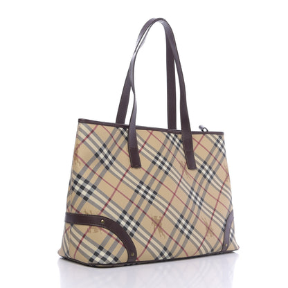 Burberry Haymarket Check Studded Tote Bag Chocolate 3 of 11