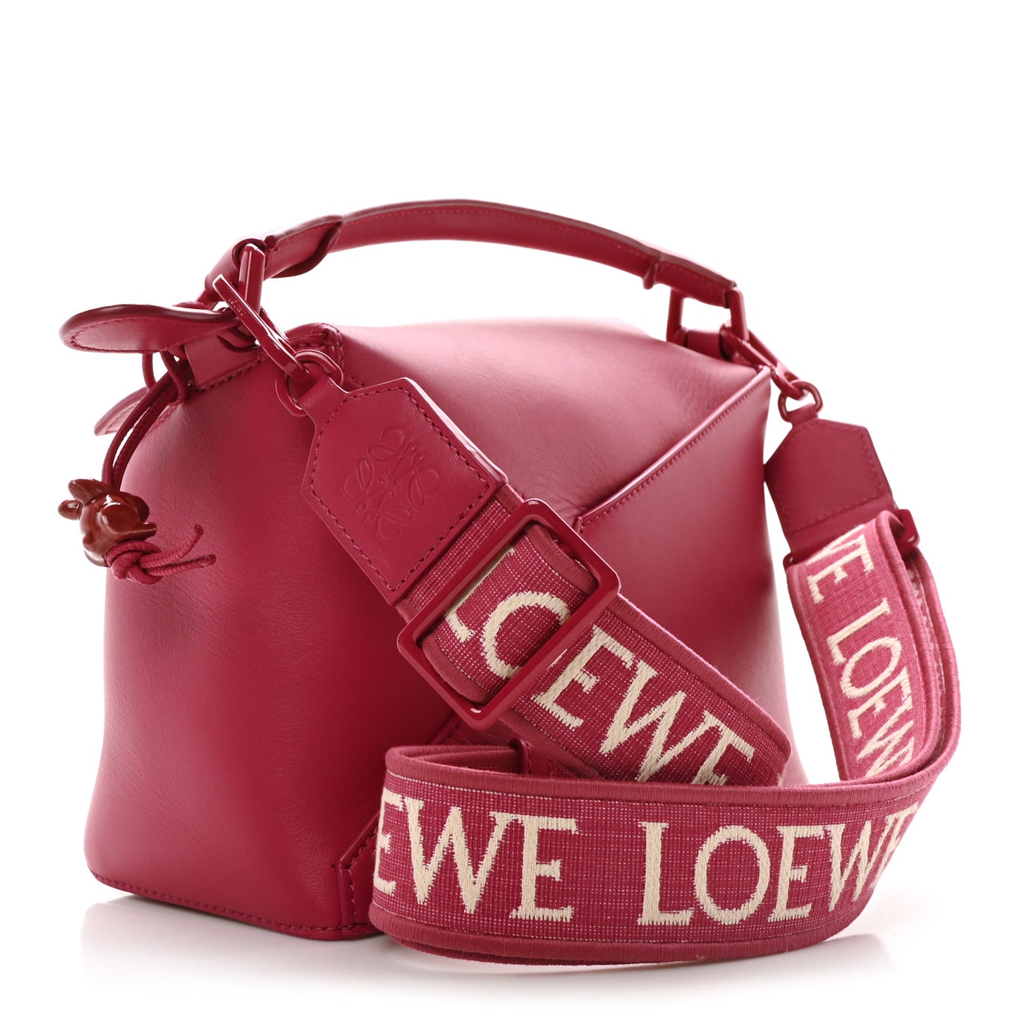 Satin Calfskin Monochrome Small Puzzle Edge Bag Ruby Red Glaze