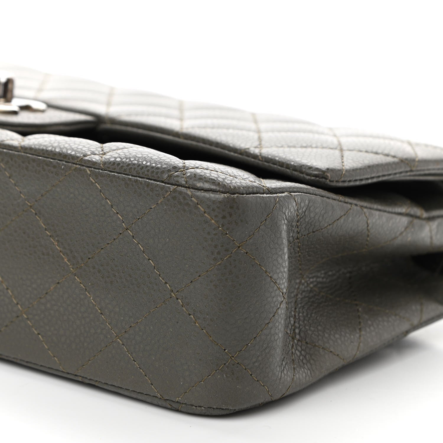 Chanel Caviar Quilted Medium Double Flap Dark Grey 10 of 13
