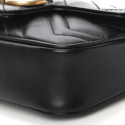 Gucci Calfskin Matelasse Super Mini GG Marmont Shoulder Bag Black 10 of 11