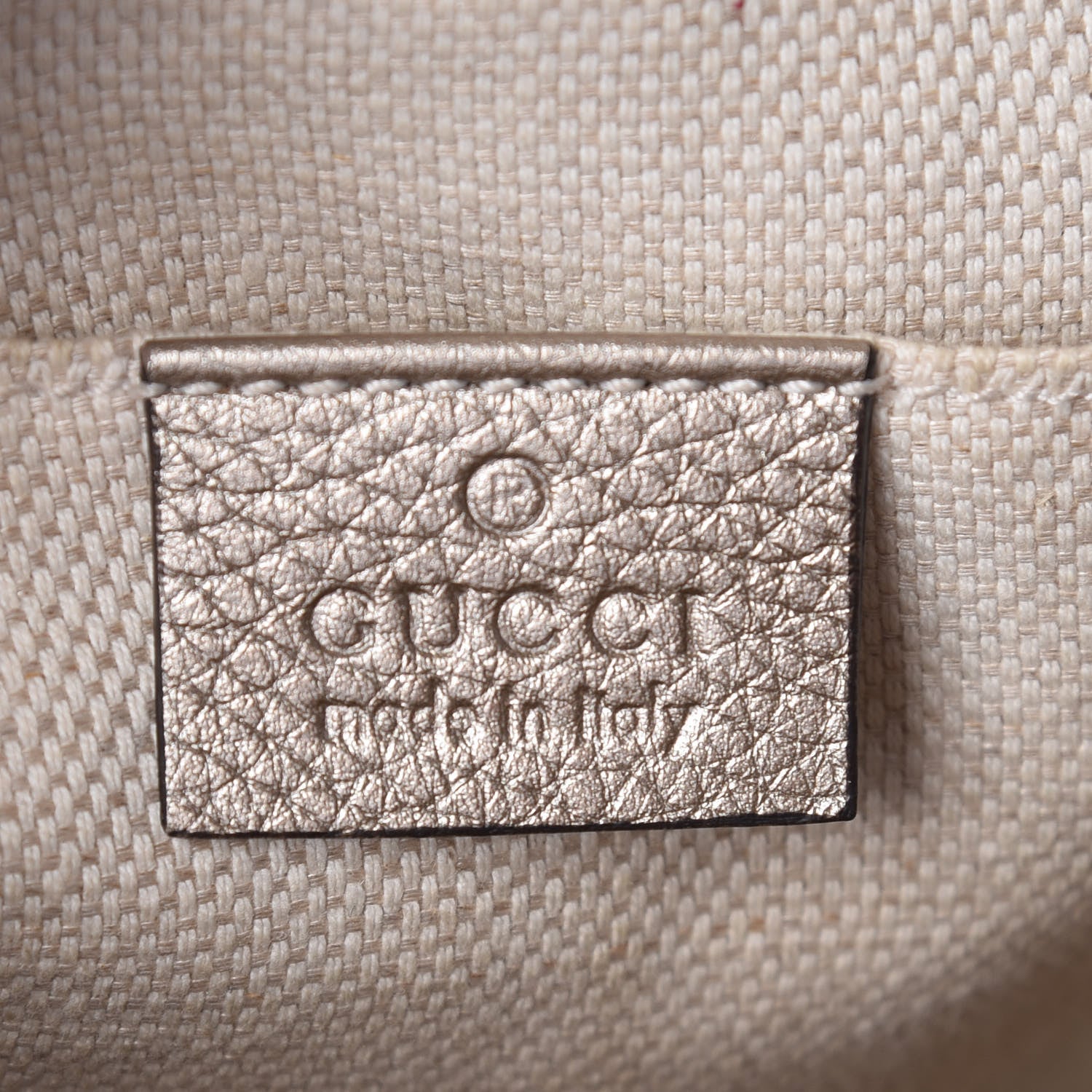 Gucci Metallic Pebbled Calfskin Small Soho Disco Bag Golden Beige 8 of 9
