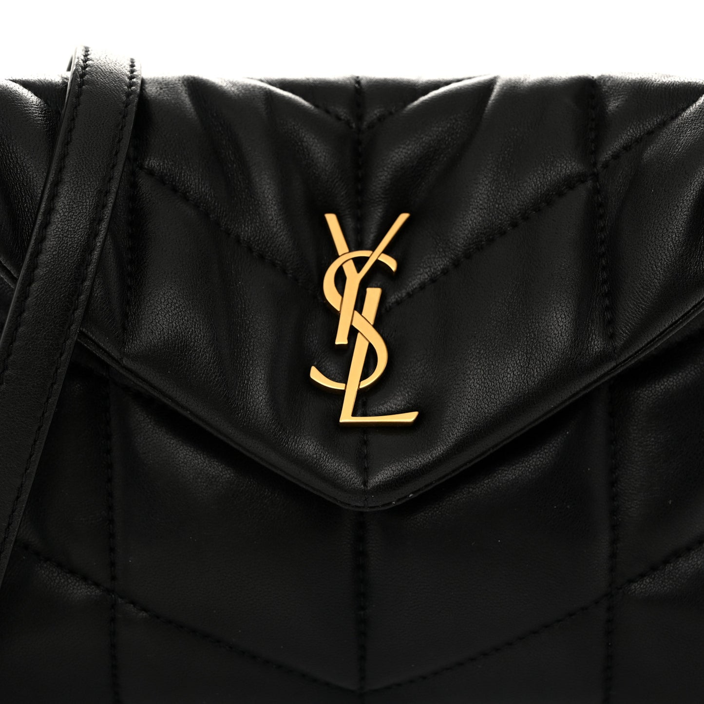 Lambskin Quilted Toy Loulou Puffer Monogram Chain Satchel Black