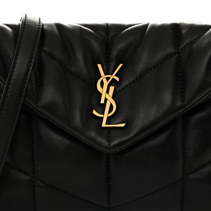 Saint Laurent Lambskin Quilted Toy Loulou Puffer Monogram Chain Satchel Black 8 of 11