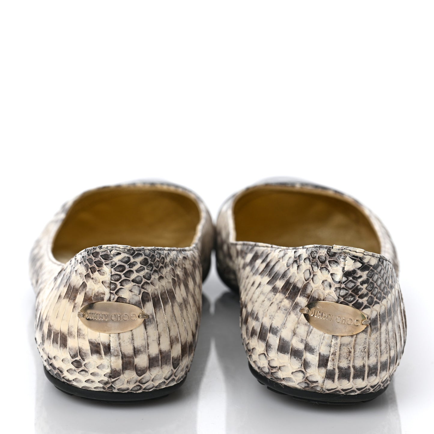 Snakeskin Embossed Patent Cap Toe Whirl Ballet Flats 41 Natural Black