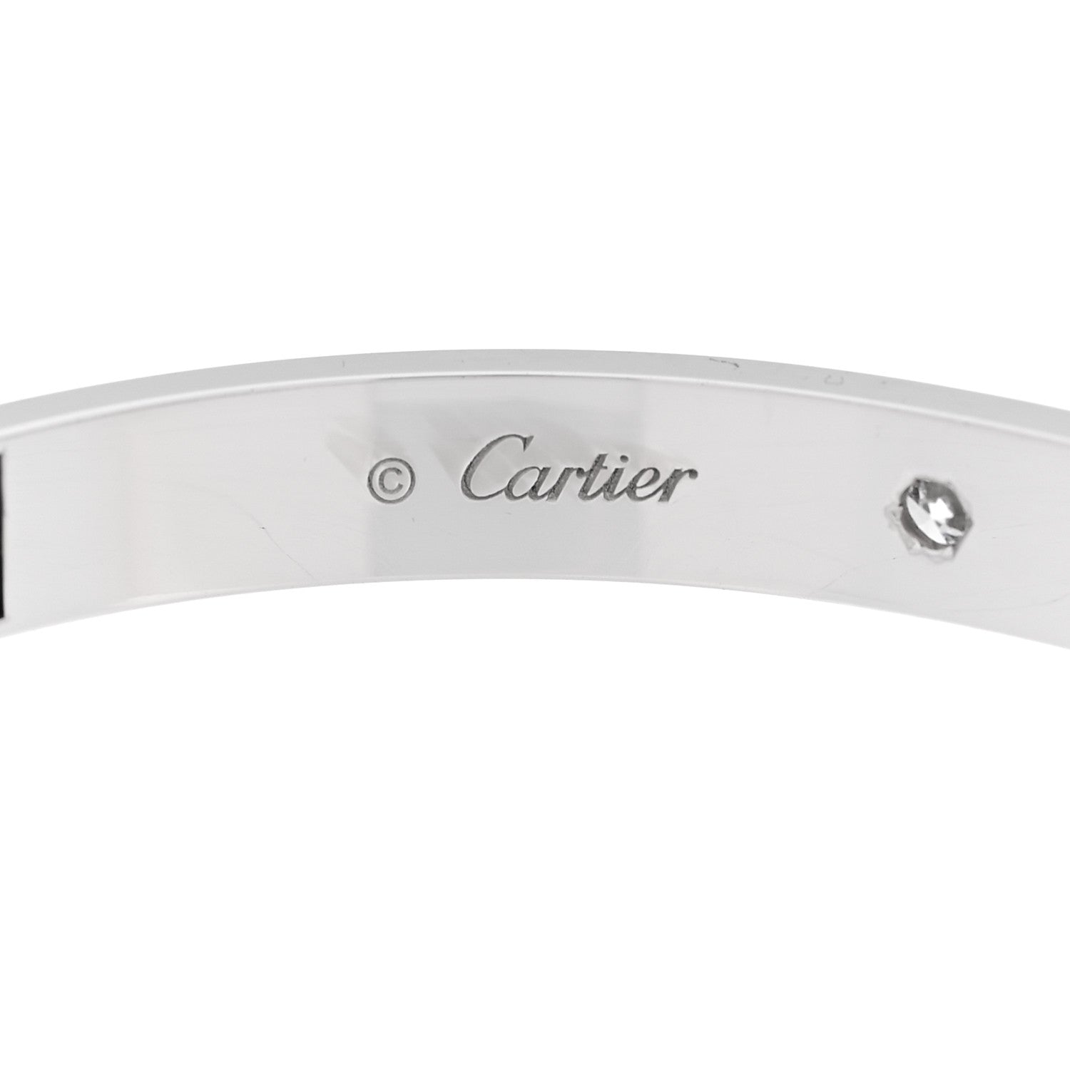 Cartier 18K White Gold 4 Diamond Love Bracelet 18 5 of 10