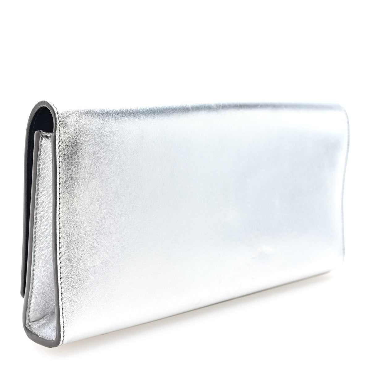 Metallic Calfskin Classic Monogram Cassandre Clutch Silver